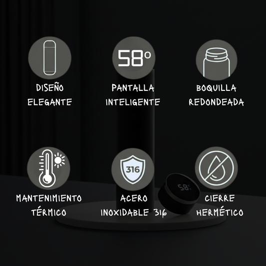 Botella térmica 500 ml con display de temperatura – Acero inoxidable