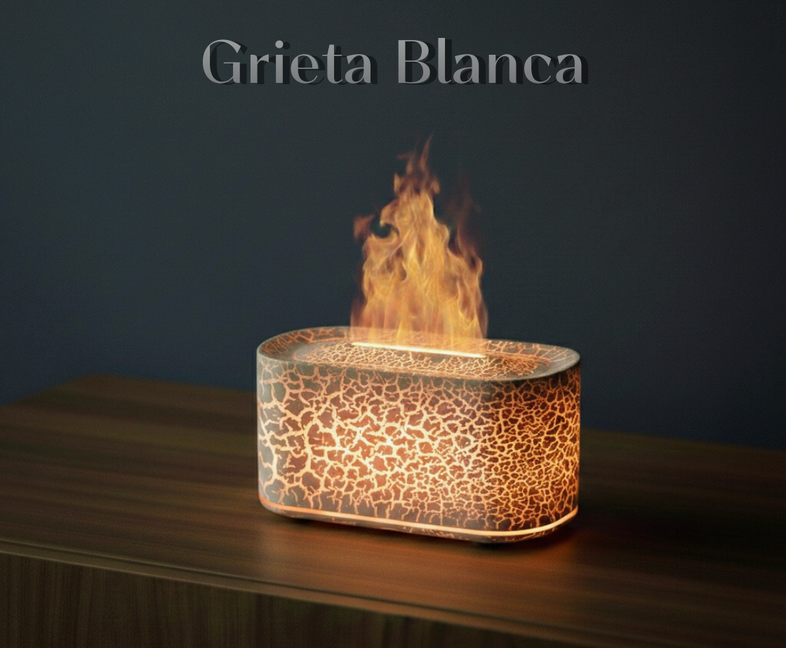 Difusor aromático con efecto llama – Ambiente cálido y relajante, 7 modo de luces, silencioso y apagado automático