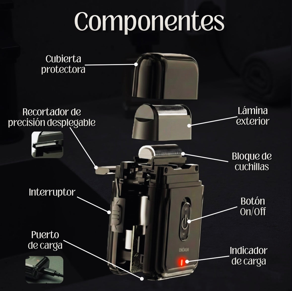 Afeitadora eléctrica compacta recargable ENCHEN