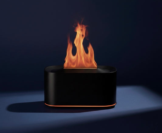 Difusor aromático con efecto llama – Ambiente cálido y relajante, 7 modo de luces, silencioso y apagado automático