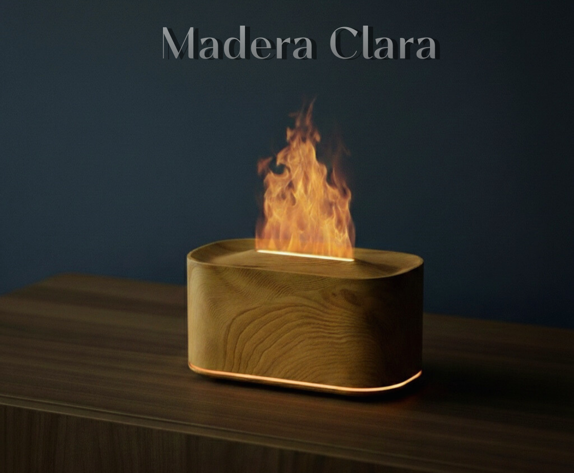 Difusor aromático con efecto llama – Ambiente cálido y relajante, 7 modo de luces, silencioso y apagado automático