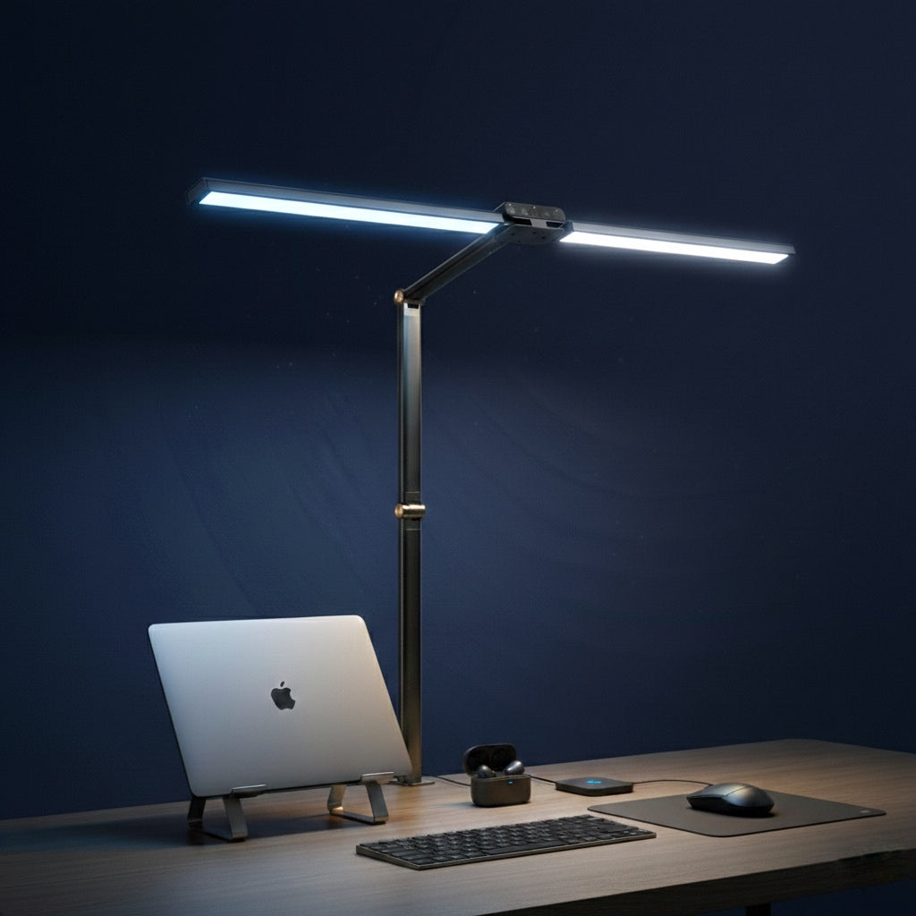 Lámpara LED 24W de escritorio — doble cabezal ajustable