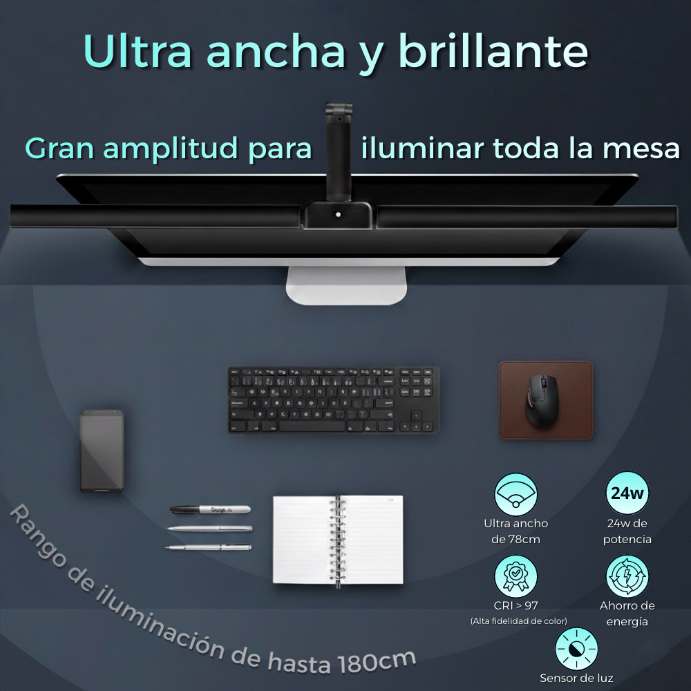 Lámpara LED 24W de escritorio — doble cabezal ajustable