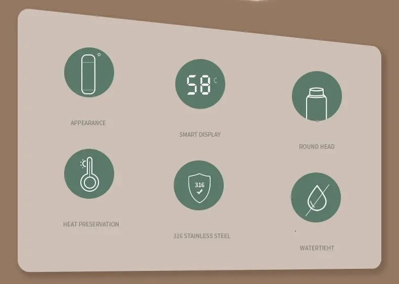 Botella térmica 500 ml con display de temperatura – Acero inoxidable