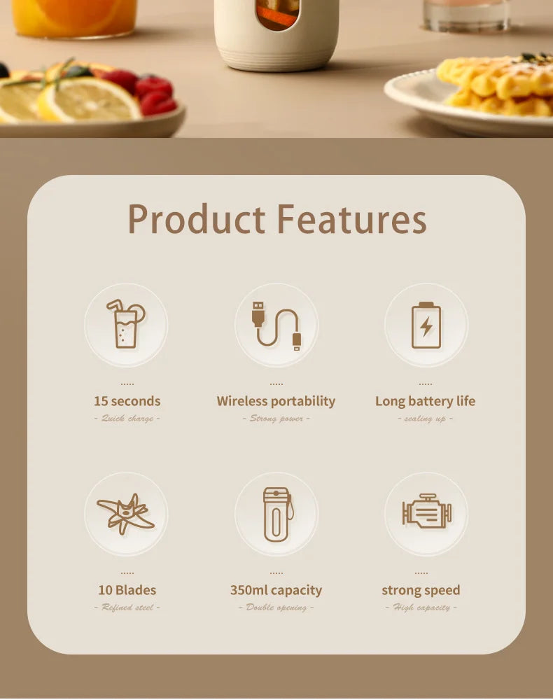 Batidora Portátil MiniBlend™ – Recargable, Compacta y Perfecta para Zumos y Smoothies