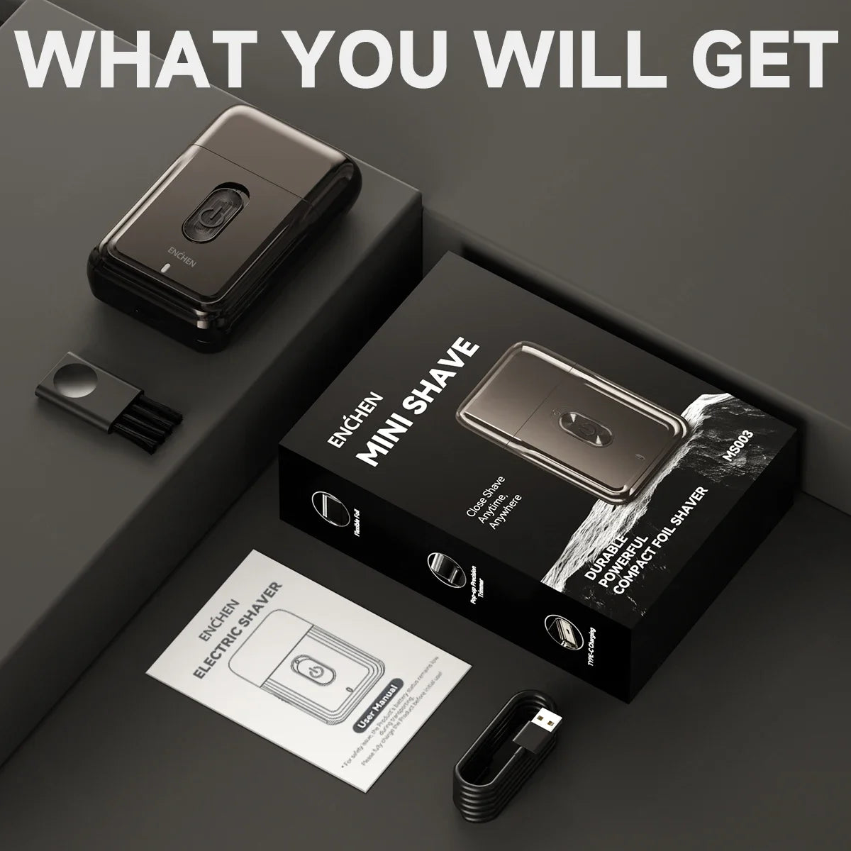 Afeitadora eléctrica compacta recargable ENCHEN