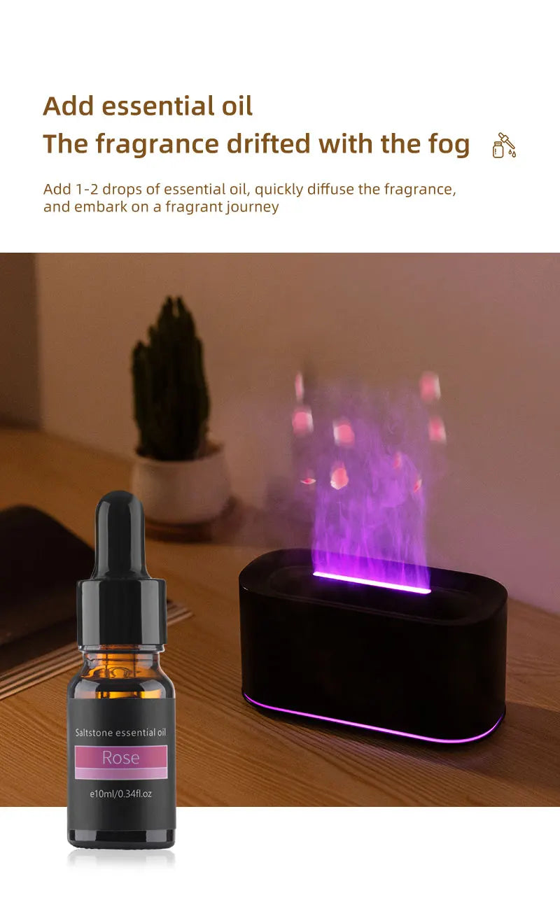 Difusor aromático con efecto llama – Ambiente cálido y relajante, 7 modo de luces, silencioso y apagado automático