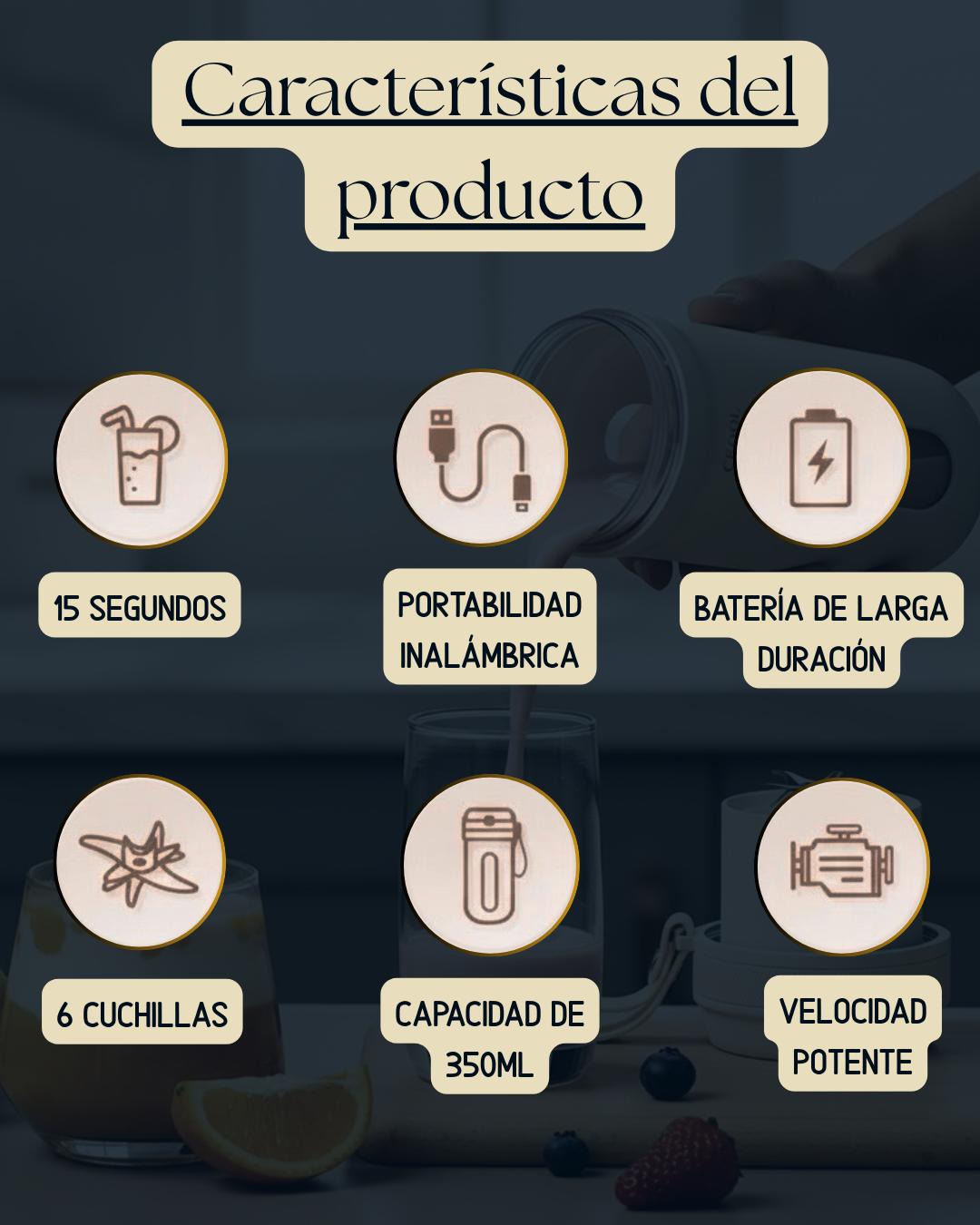 Batidora Portátil MiniBlend™ – Recargable, Compacta y Perfecta para Zumos y Smoothies